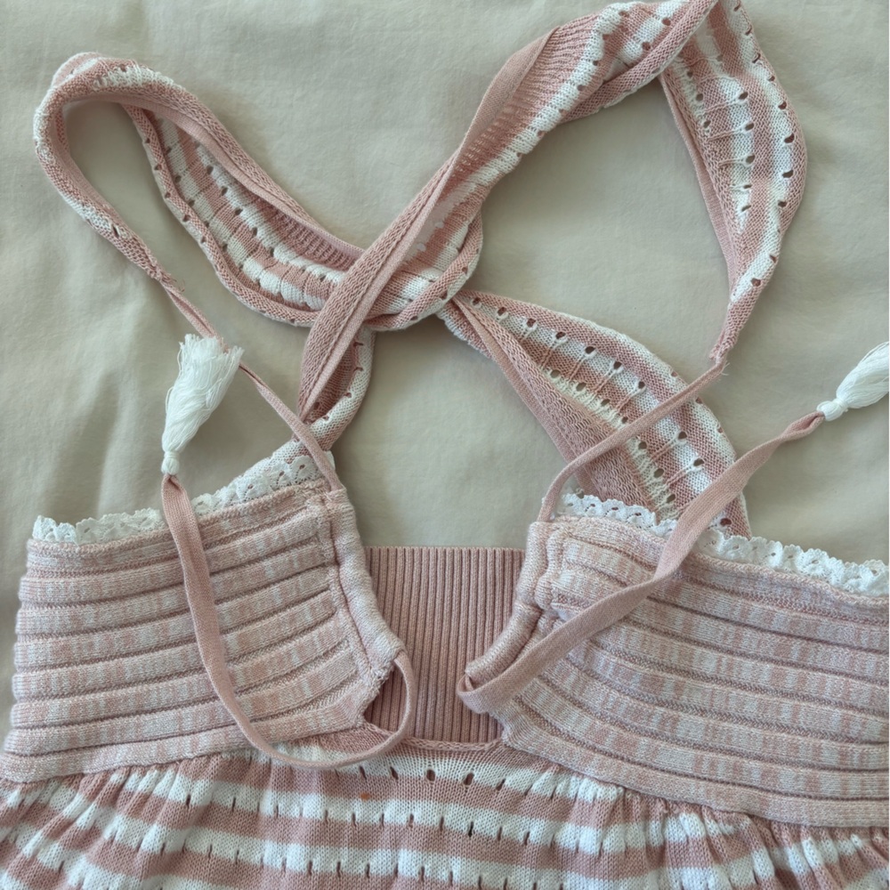FREE PEOPLE Pink & White Knit Top - Picture 4 of 9